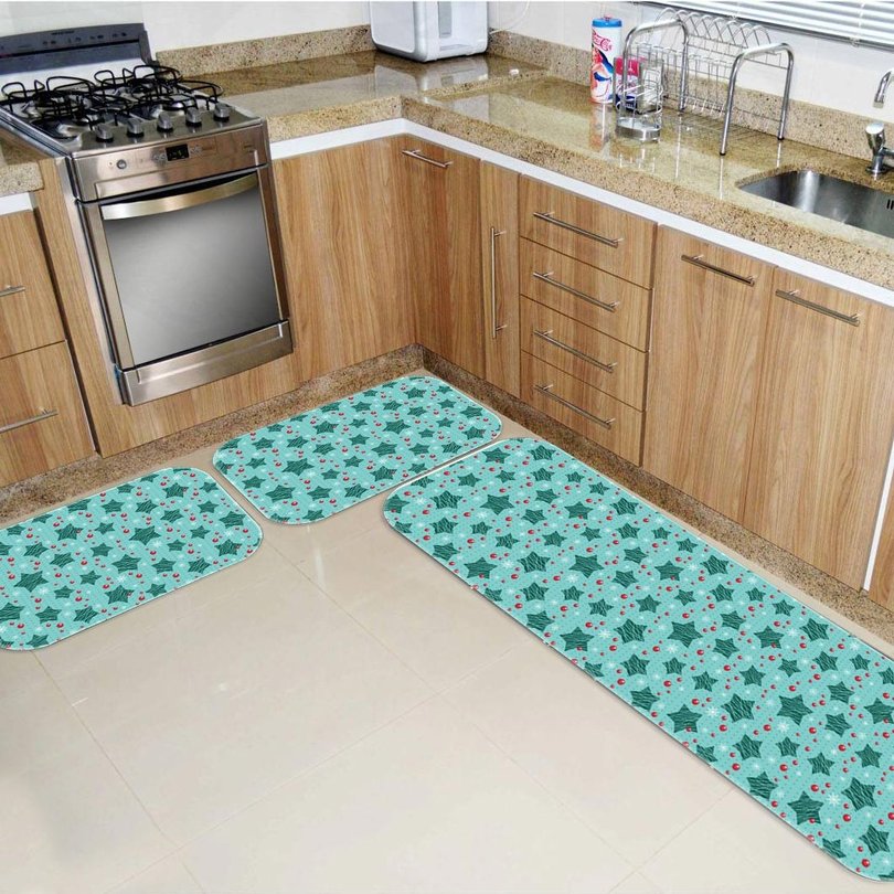 Kit 3 Tapetes de Natal para Cozinha Natal Estrelinhas Kit 3 Tapetes de Natal para Cozinha Natal Estrelinhas