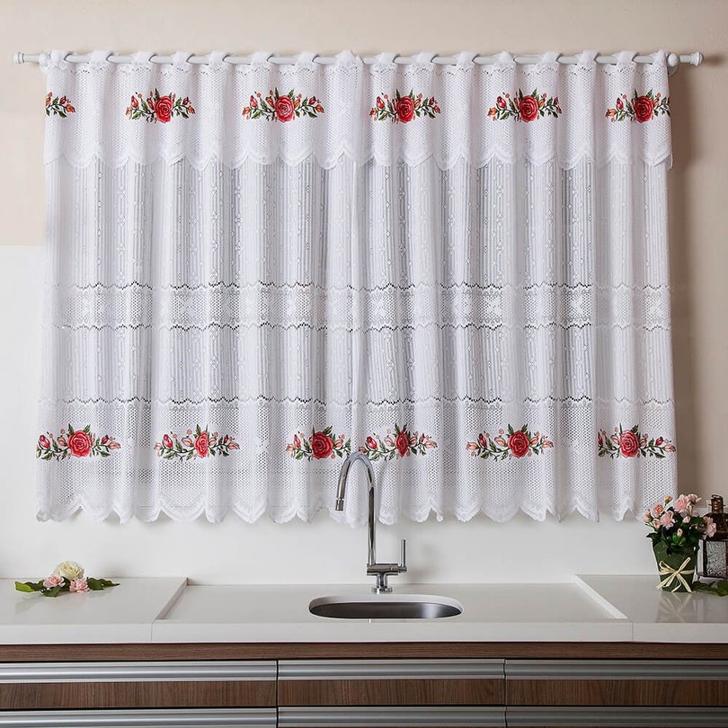 cortina renda floral interlar
