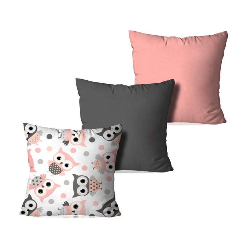 Kit 3 Capas para Almofadas Decorativas Corujinhas Kit 3 Capas para Almofadas Decorativas Corujinhas