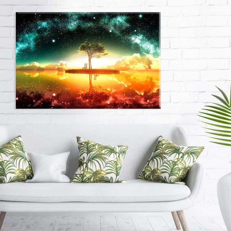 Tela Decorativa Paisagem Árvore da Vida Tela Decorativa Paisagem Árvore da Vida