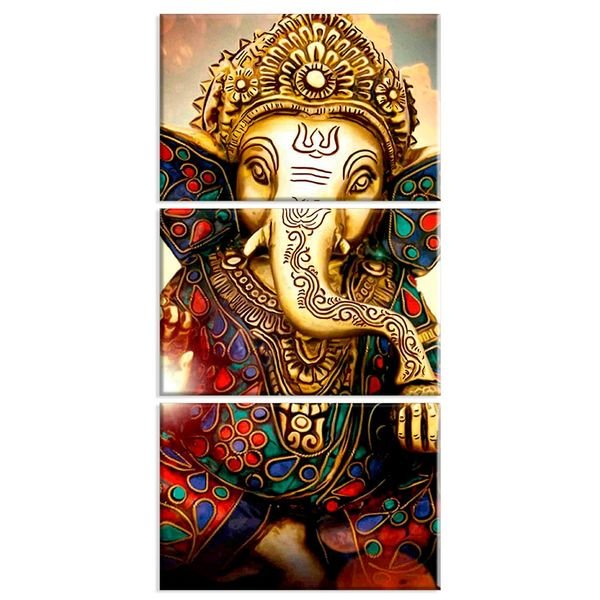 Conjunto De 3 Telas Decorativas Lord Ganesha