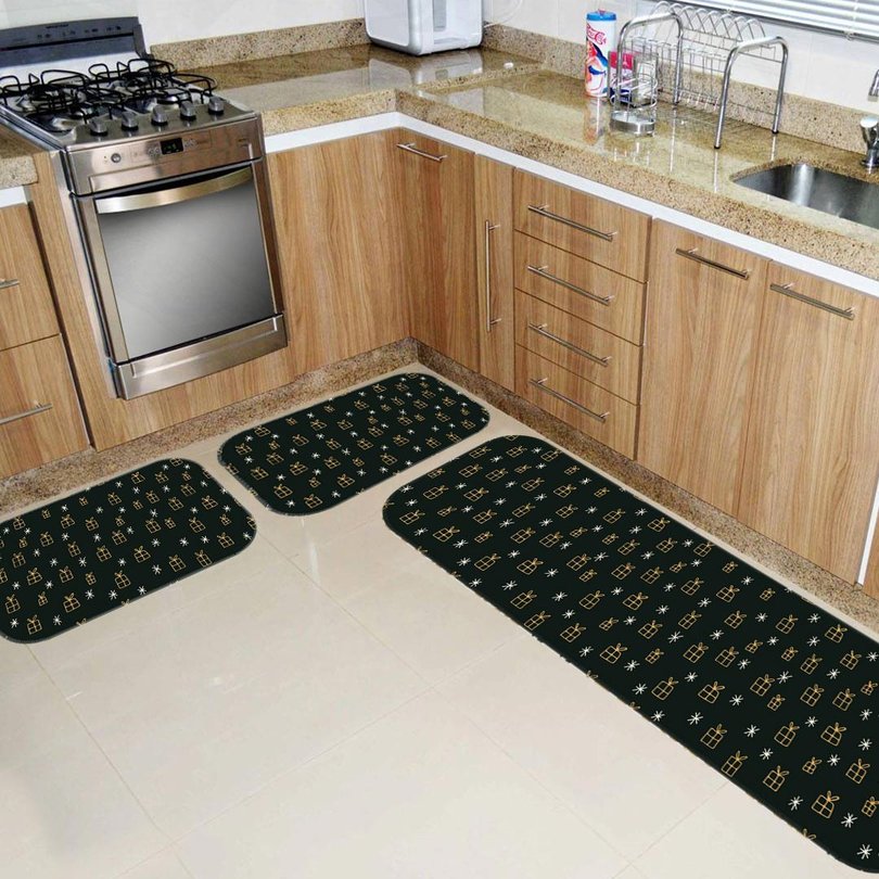 Kit 3 Tapetes de Natal para Cozinha Presentes Natalinos Kit 3 Tapetes de Natal para Cozinha Presentes Natalinos