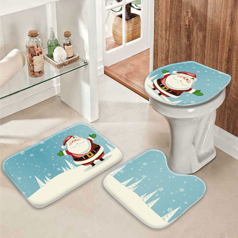 Jogo Tapetes de Natal para Banheiro Noel Jogo Tapetes de Natal para Banheiro Noel