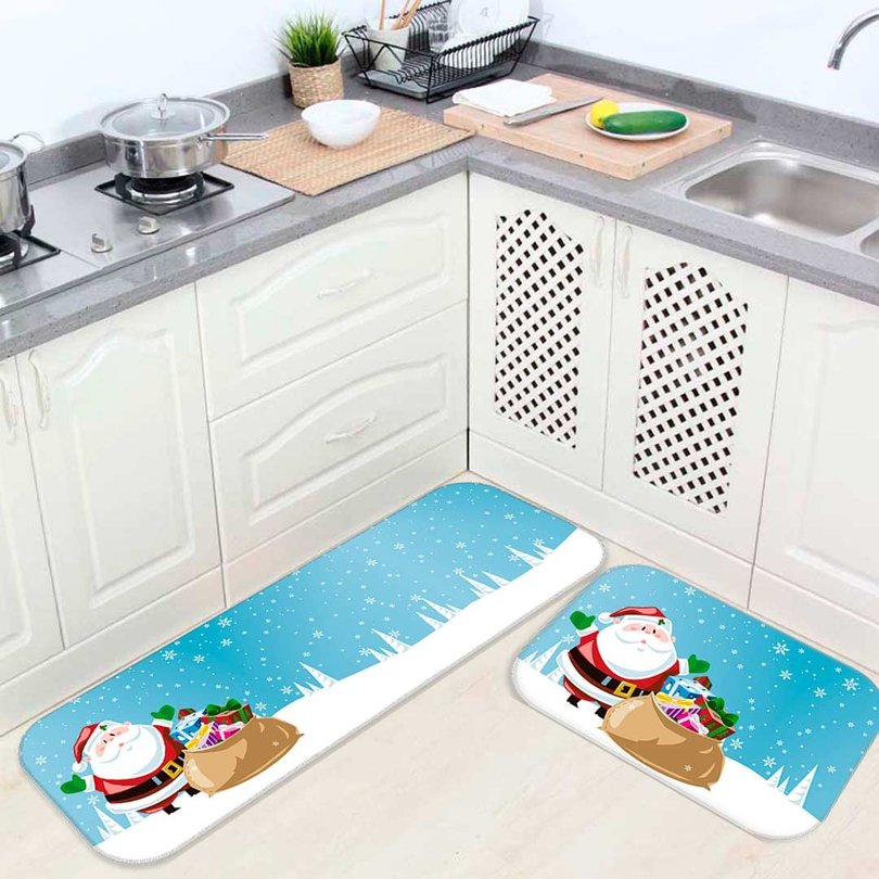 Kit 3 Tapete de Natal para Cozinha Papai Noel e Presentes Kit 3 Tapete de Natal para Cozinha Papai Noel e Presentes