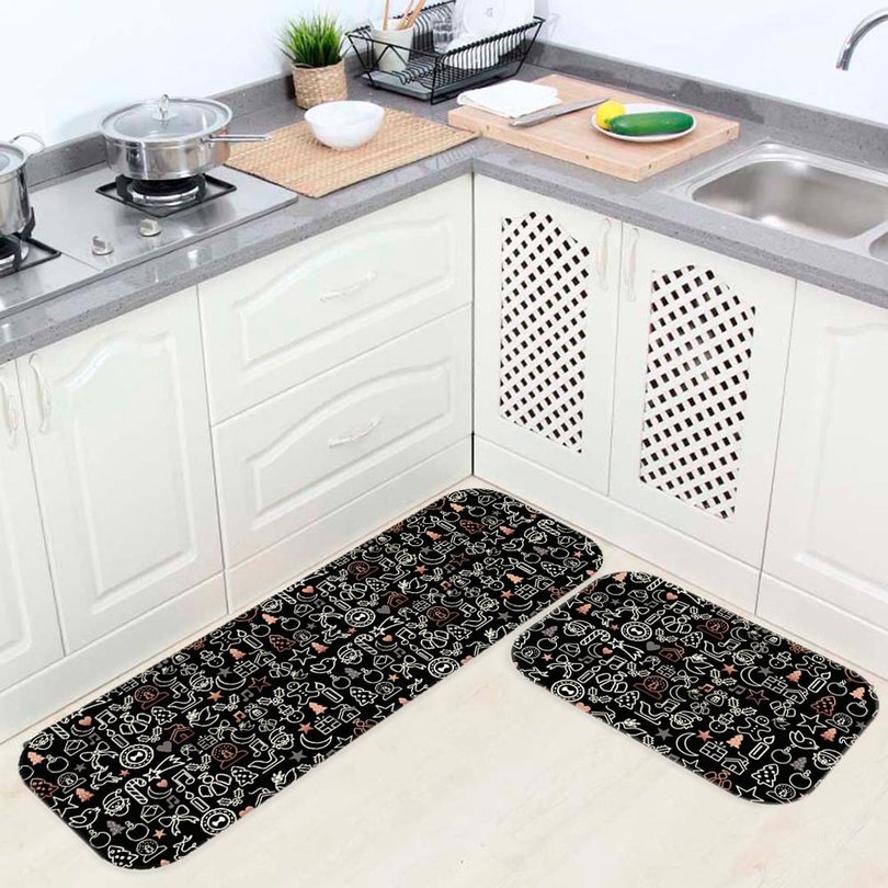 Kit 3 Tapetes de Natal para Cozinha Desenhos Natalinos Kit 3 Tapetes de Natal para Cozinha Desenhos Natalinos