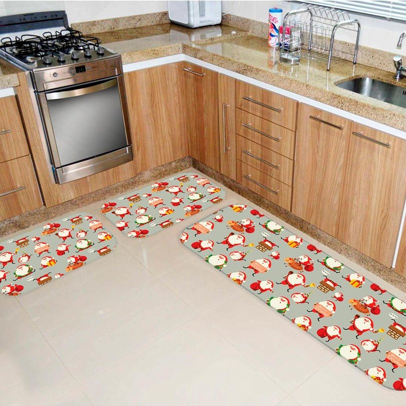 Kit 3 Tapetes de Natal para Cozinha Multi Papai Noel Kit 3 Tapetes de Natal para Cozinha Multi Papai Noel