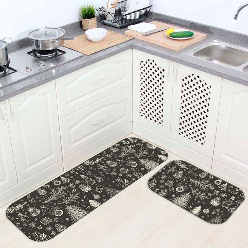 Kit 3 Tapetes de Natal para Cozinha Natal em Giz Kit 3 Tapetes de Natal para Cozinha Natal em Giz