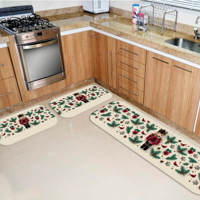Kit 3 Tapetes de Natal para Cozinha Quebra Nozes Moderno Kit 3 Tapetes de Natal para Cozinha Quebra Nozes Moderno