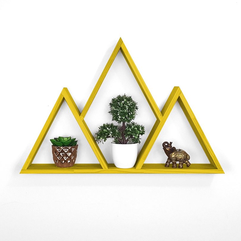 Nicho Três Triângulos Unidos de Madeira Amarelo Nicho Três Triângulos Unidos de Madeira Amarelo