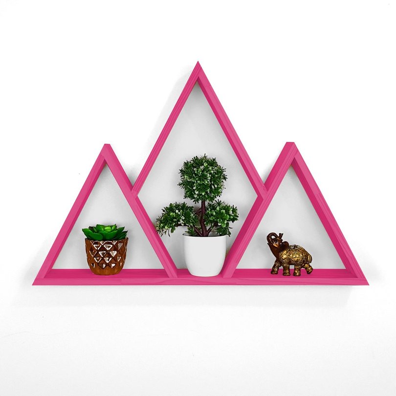 Nicho Três Triângulos Unidos de Madeira Pink Nicho Três Triângulos Unidos de Madeira Pink