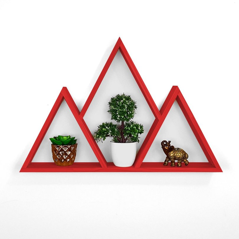 Nicho Três Triângulos Unidos de Madeira Vermelho Nicho Três Triângulos Unidos de Madeira Vermelho