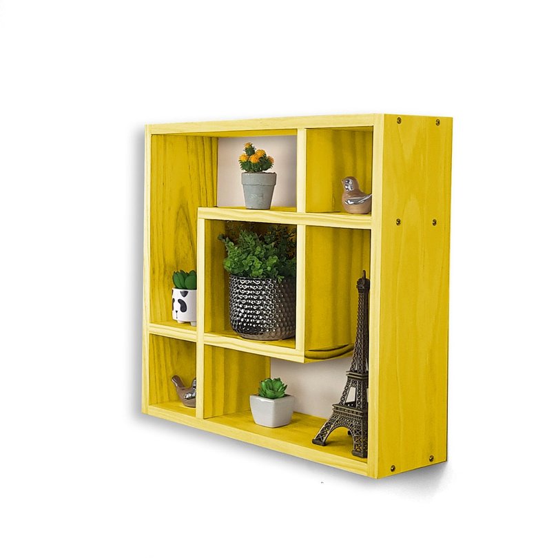 Nicho Quadrados de Madeira Amarelo Nicho Quadrados de Madeira Amarelo