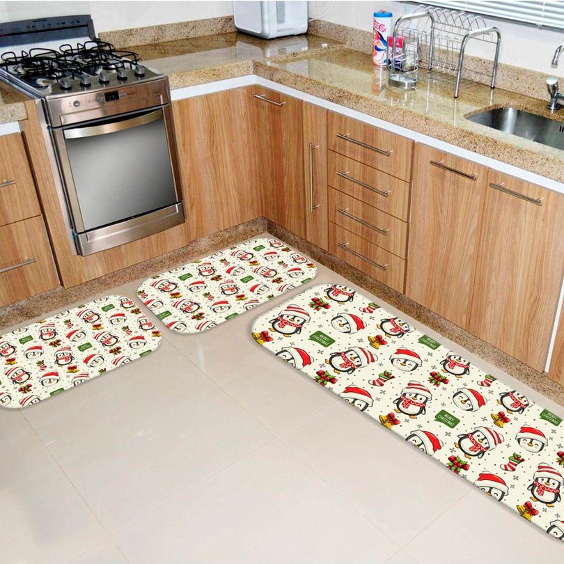 Kit 3 Tapetes de Natal para Cozinha Merry Christmas Kit 3 Tapetes de Natal para Cozinha Merry Christmas