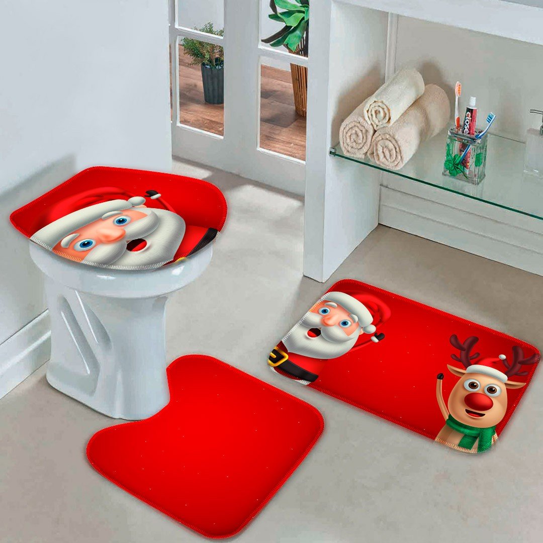 Jogo De Banheiro Conjunto 3 Peças Tapetes Natal Papai Noel - Outfiter  Enxovais e Decoração - Jogo de Tapete para Banheiro - Magazine Luiza