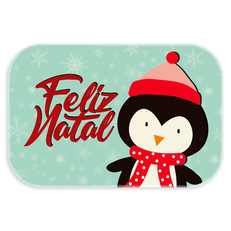 Jogo americano redondo pinguim Merry Christmas conjunto de 6