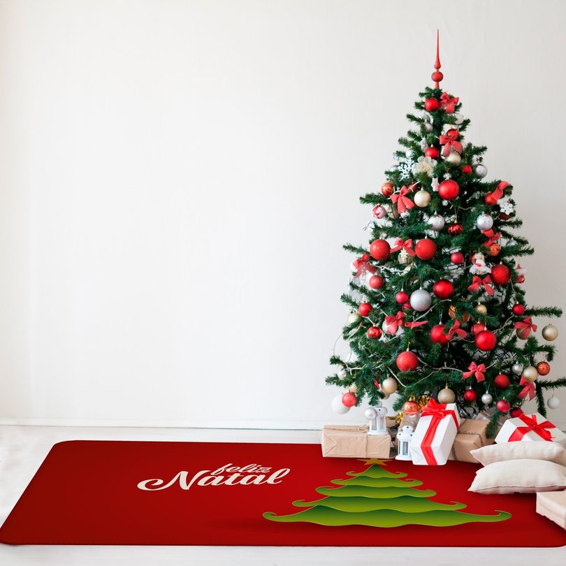 Tapete de Natal para Sala Feliz Natal Árvore Único
