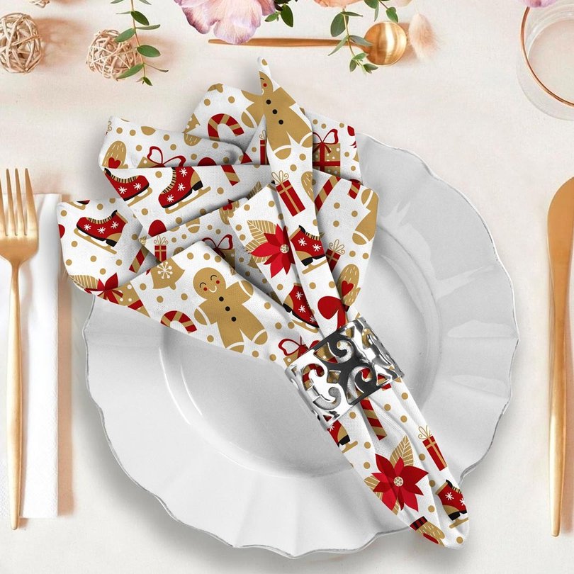 Guardanapo de Natal Elementos Natalinos Guardanapo de Natal Elementos Natalinos