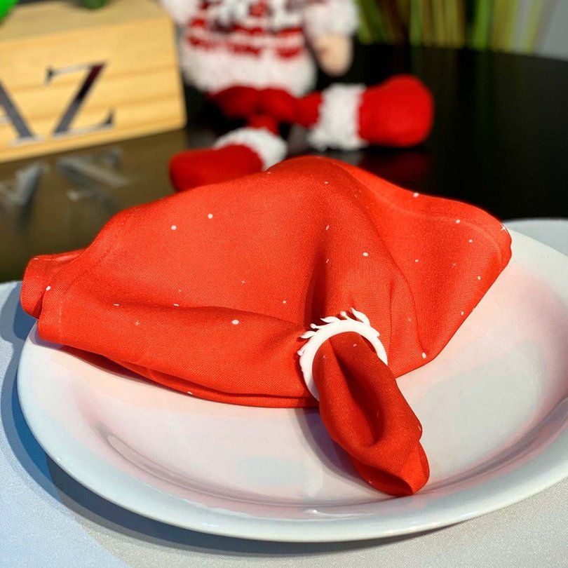 Argola de Guardanapo em Acrílico de Natal Folha e Sino Argola de Guardanapo em Acrílico de Natal Folha e Sino