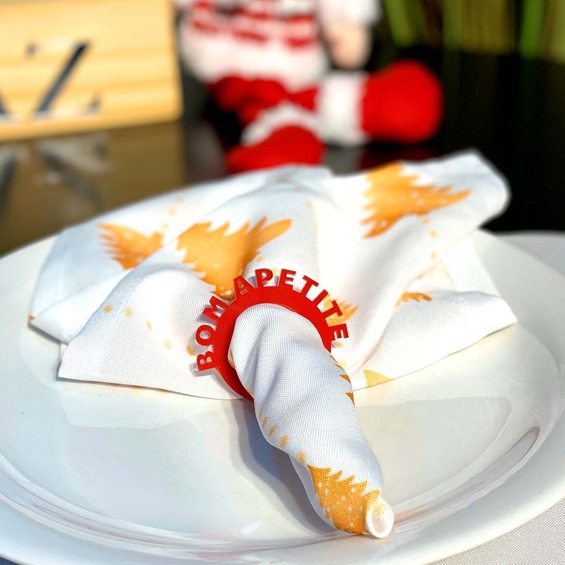 Argola de Guardanapo em Acrílico de Natal Bom Apetite Argola de Guardanapo em Acrílico de Natal Bom Apetite