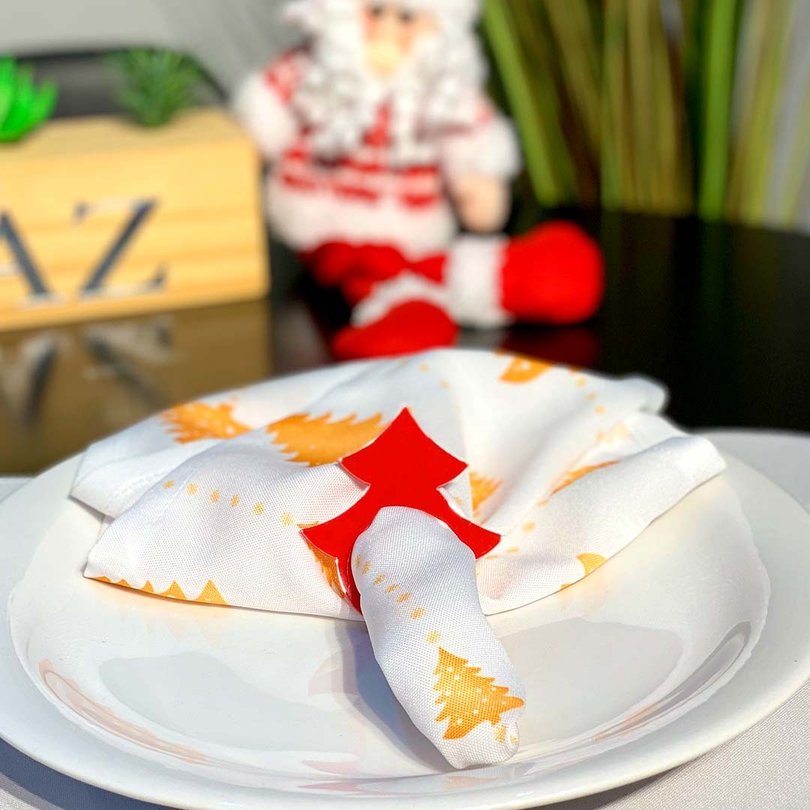 Argola de Guardanapo em Acrílico de Natal Pinheiro Argola de Guardanapo em Acrílico de Natal Pinheiro