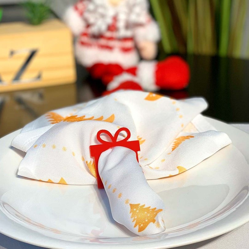 Argola de Guardanapo em Acrílico de Natal Presente Argola de Guardanapo em Acrílico de Natal Presente
