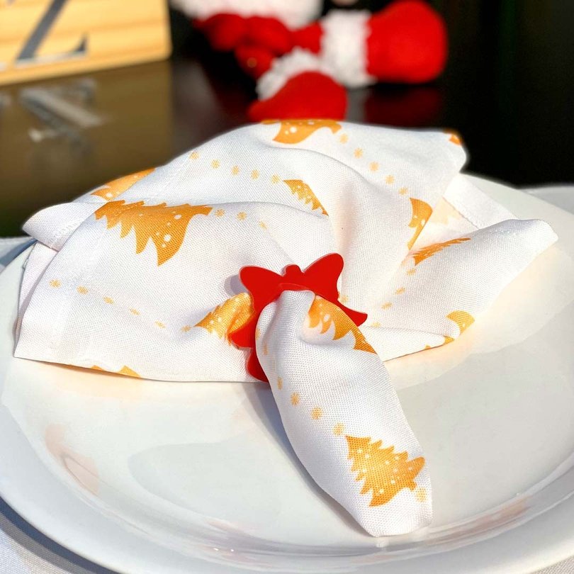 Argola de Guardanapo em Acrílico de Natal Laço Argola de Guardanapo em Acrílico de Natal Laço