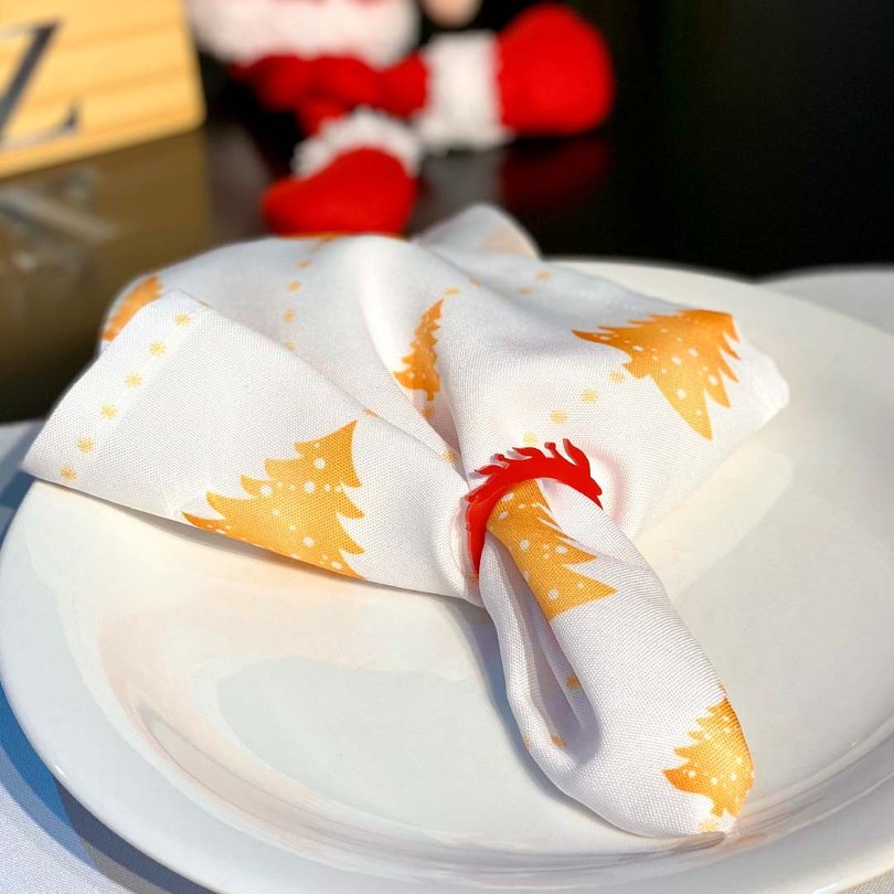 Argola de Guardanapo em Acrílico de Natal Folha Argola de Guardanapo em Acrílico de Natal Folha