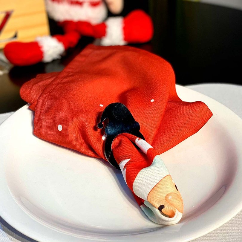 Argola de Guardanapo em Acrílico de Natal Gorro do Noel Argola de Guardanapo em Acrílico de Natal Gorro do Noel