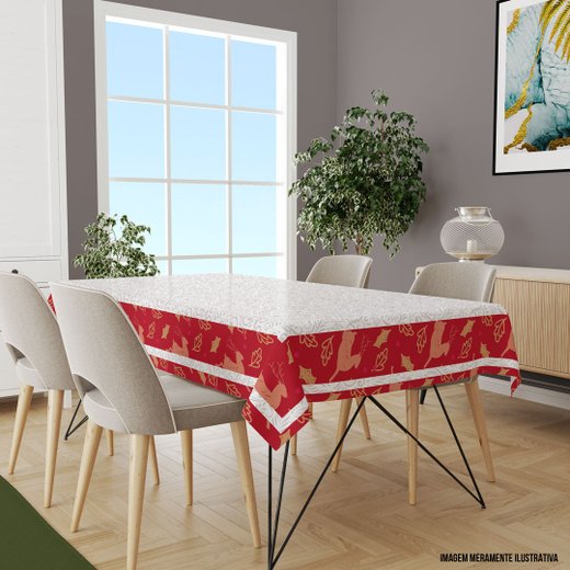 Toalha De Mesa Retangular Xadrez Vermelho Babado 160m, Blauss Maison