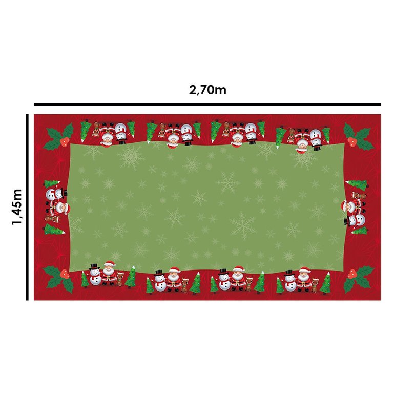 Toalha de Mesa Retangular Avulsa Bordada Natalina Boneco de Neve