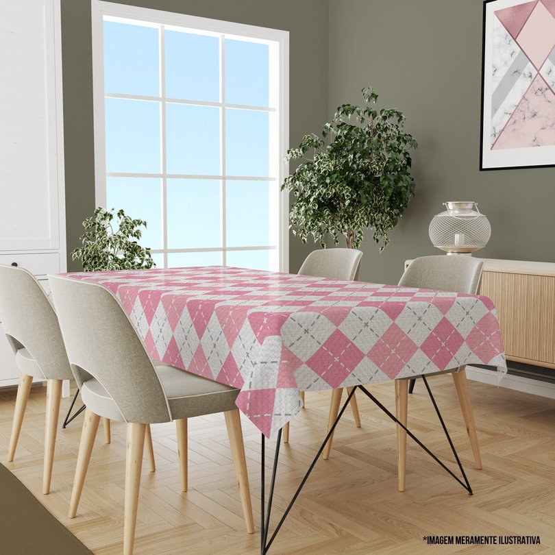 Toalha de Mesa Quadrada Xadrez Rosa 4 Lugares - Mesa Chiq - Toalhas de Mesa  Sob Medida Impermeáveis