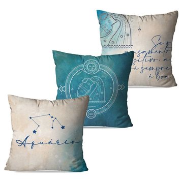Kit 3 Capas para Almofadas Decorativas Aquário Kit 3 Capas para Almofadas Decorativas Aquário