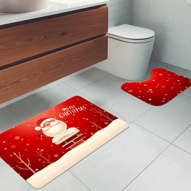Jogo de Banheiro para o Natal 4 Peças Estampa Papai Noel