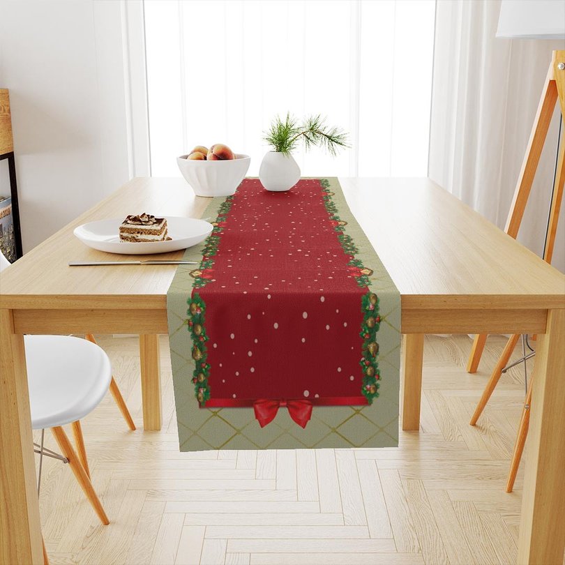 Trilho de Mesa de Natal Laço Natalino com Sino x 45cm Único Trilho de Mesa de Natal Laço Natalino com Sino x 45cm Único