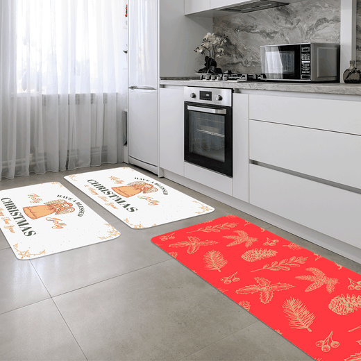 Kit Com 3 Tapetes De Cozinha Elementos De Natal - Decoradois