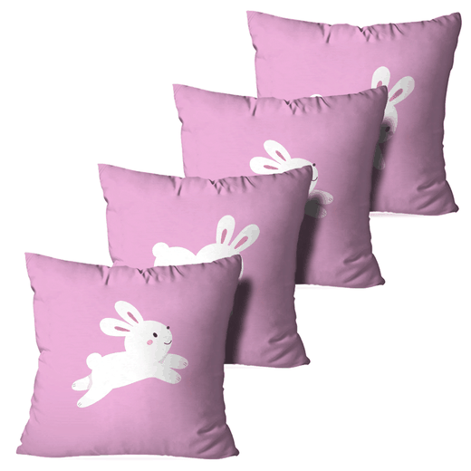 Kit 4 Capas para Almofadas Decorativas Coelho Pulando Kit 4 Capas para Almofadas Decorativas Coelho Pulando