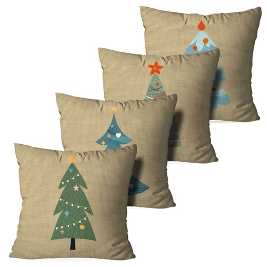 Kit 4 Capas para Almofadas de Natal Árvores Natalinas Kit 4 Capas para Almofadas de Natal Árvores Natalinas
