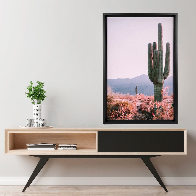 Quadro Decorativo Cactos Xícaras MDF Preto Fosco em Promoção na