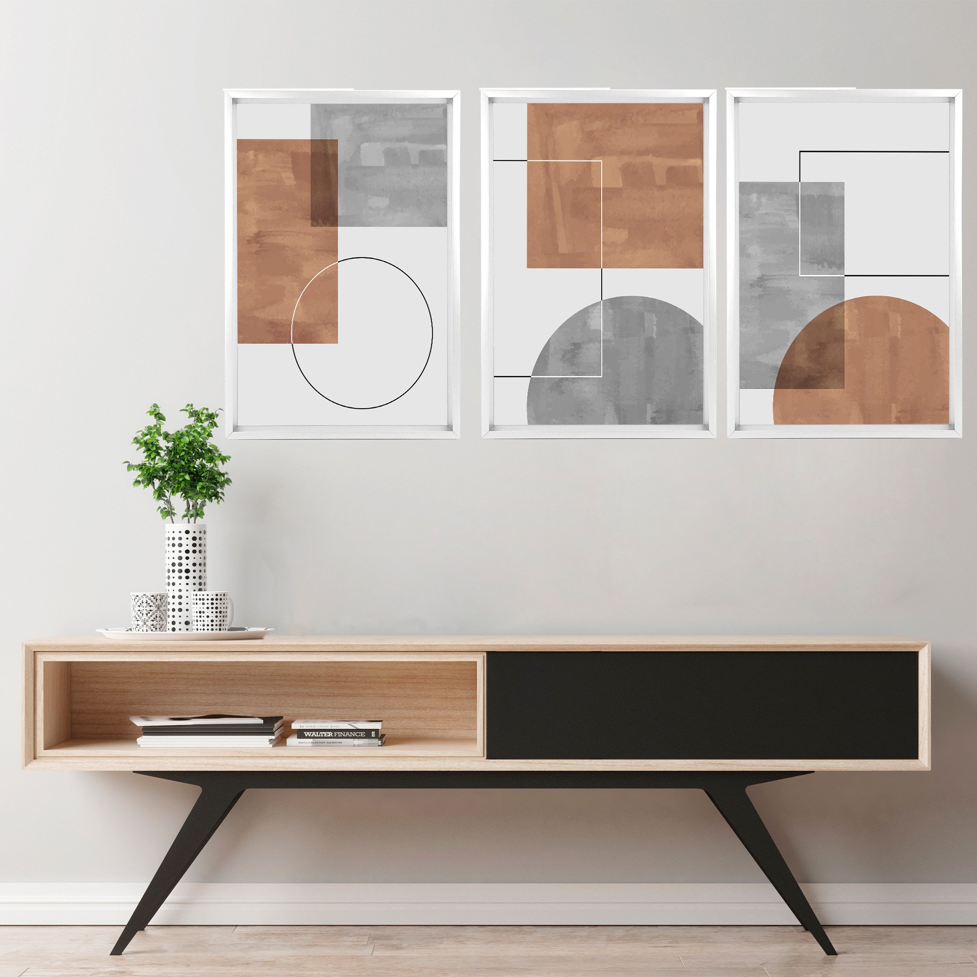 Kit 3 Quadros Decorativos Simple Abstract