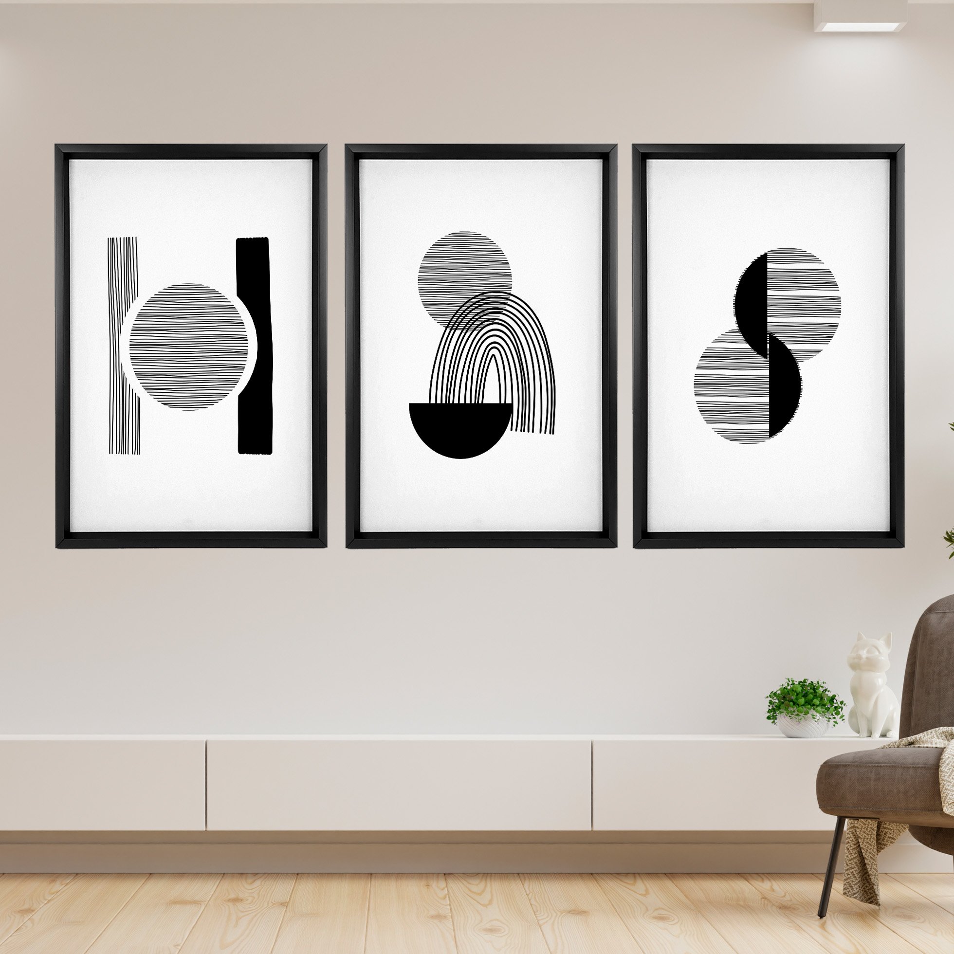Kit 3 Quadros Decorativos Horizon