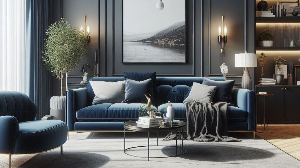 decorar sala com sofa azul